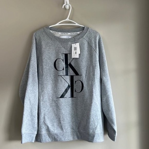 Calvin Klein Jeans Sweaters - Calvin Klein Gray Crewneck Logo Sweatshirt Size 1X